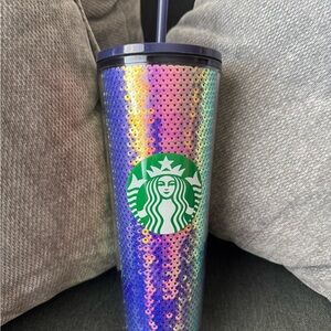 Starbucks Rainbow Sequin Tumbler with Straw